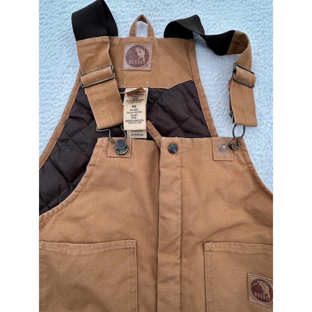 Berne B415BD Men Duck Canvas Quilted Bib Overalls Brown Medium Short Has flaws.